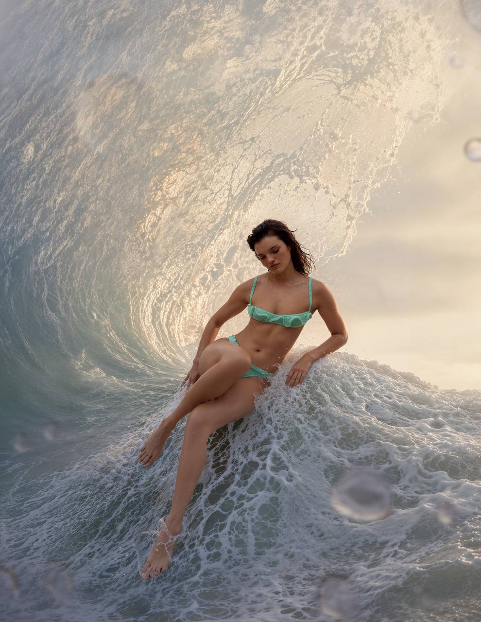 Bikini top with wave in mint - Image 6