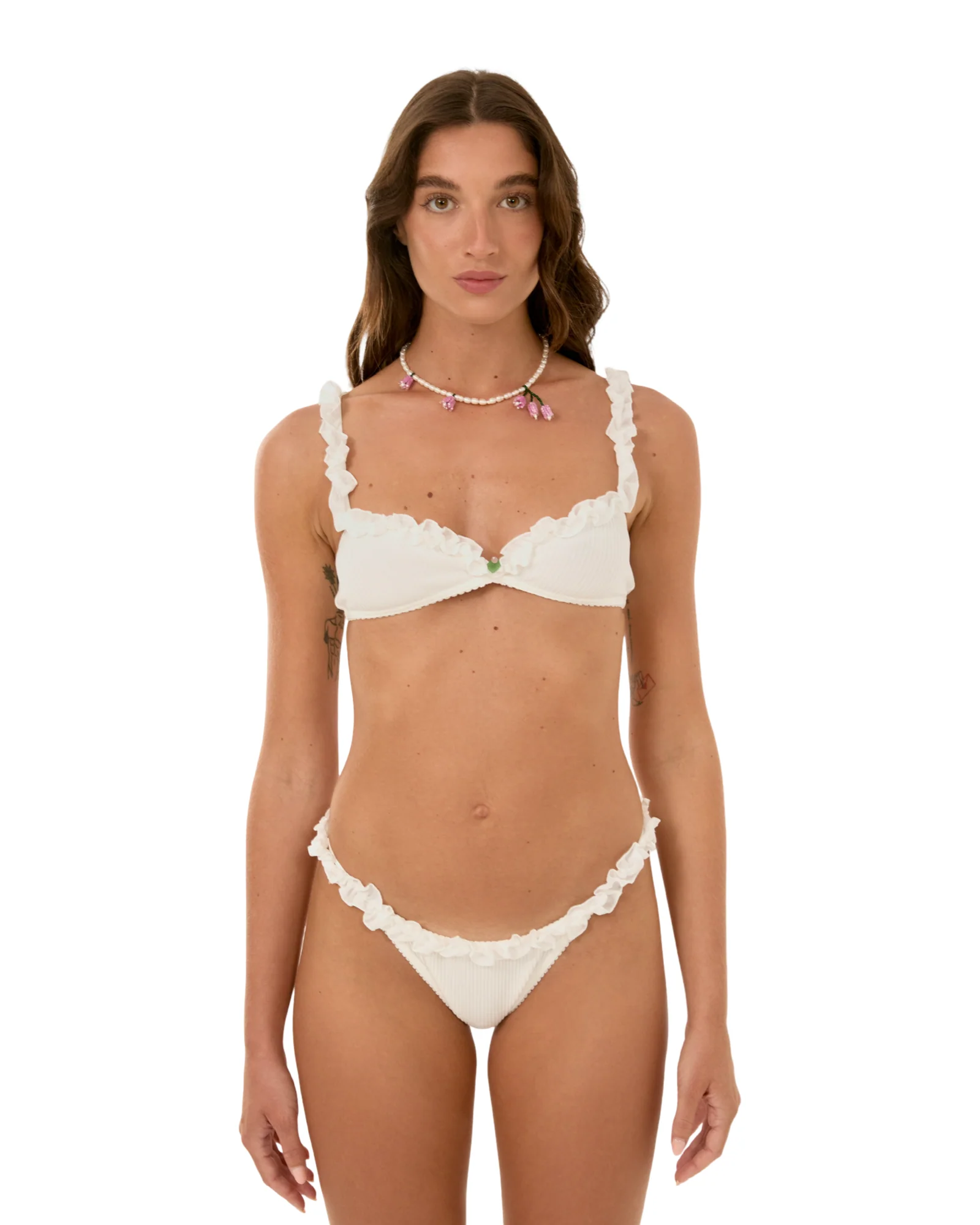 Bralette with Flower in White - Image 3