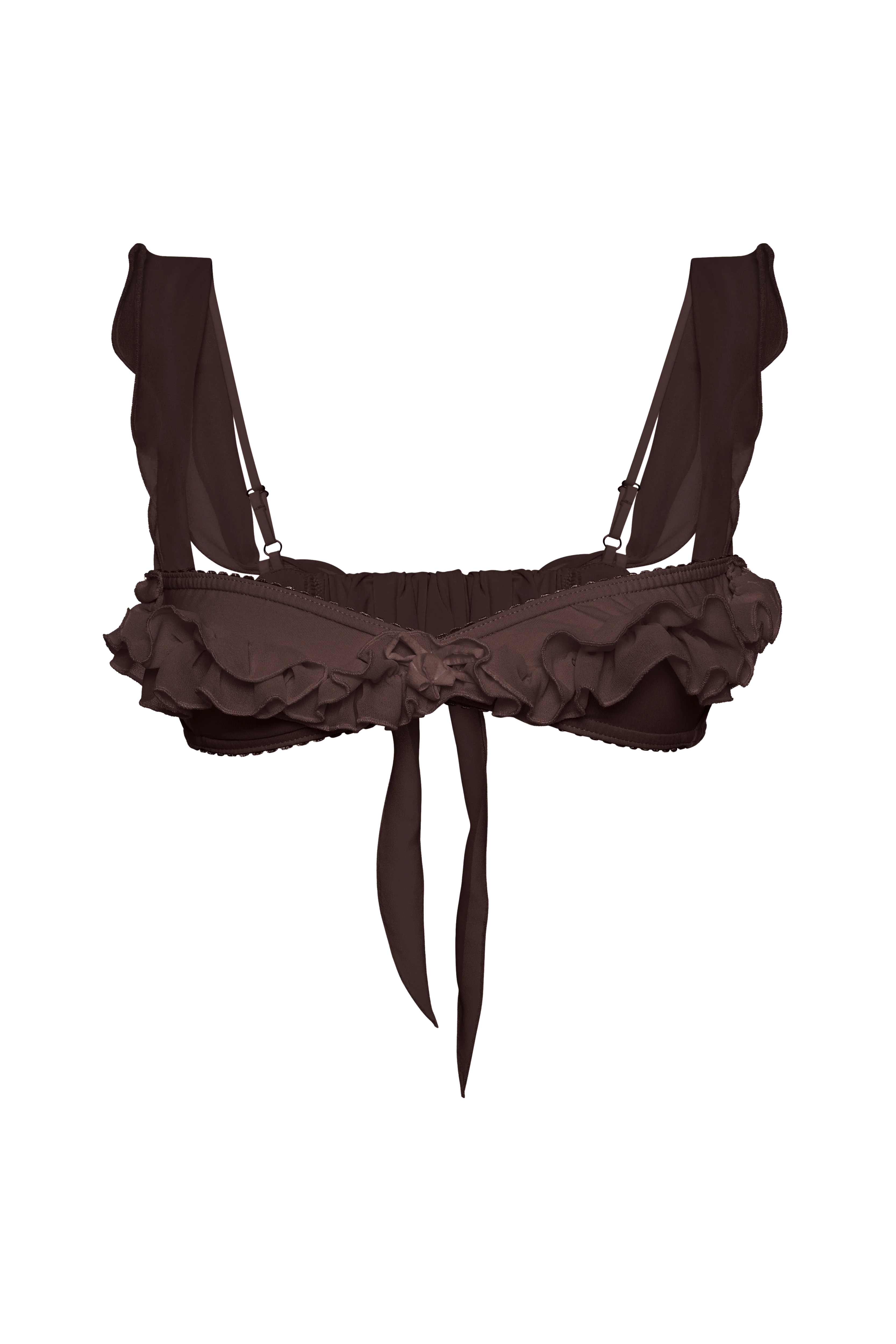 Bralette with Ruffles in Brown