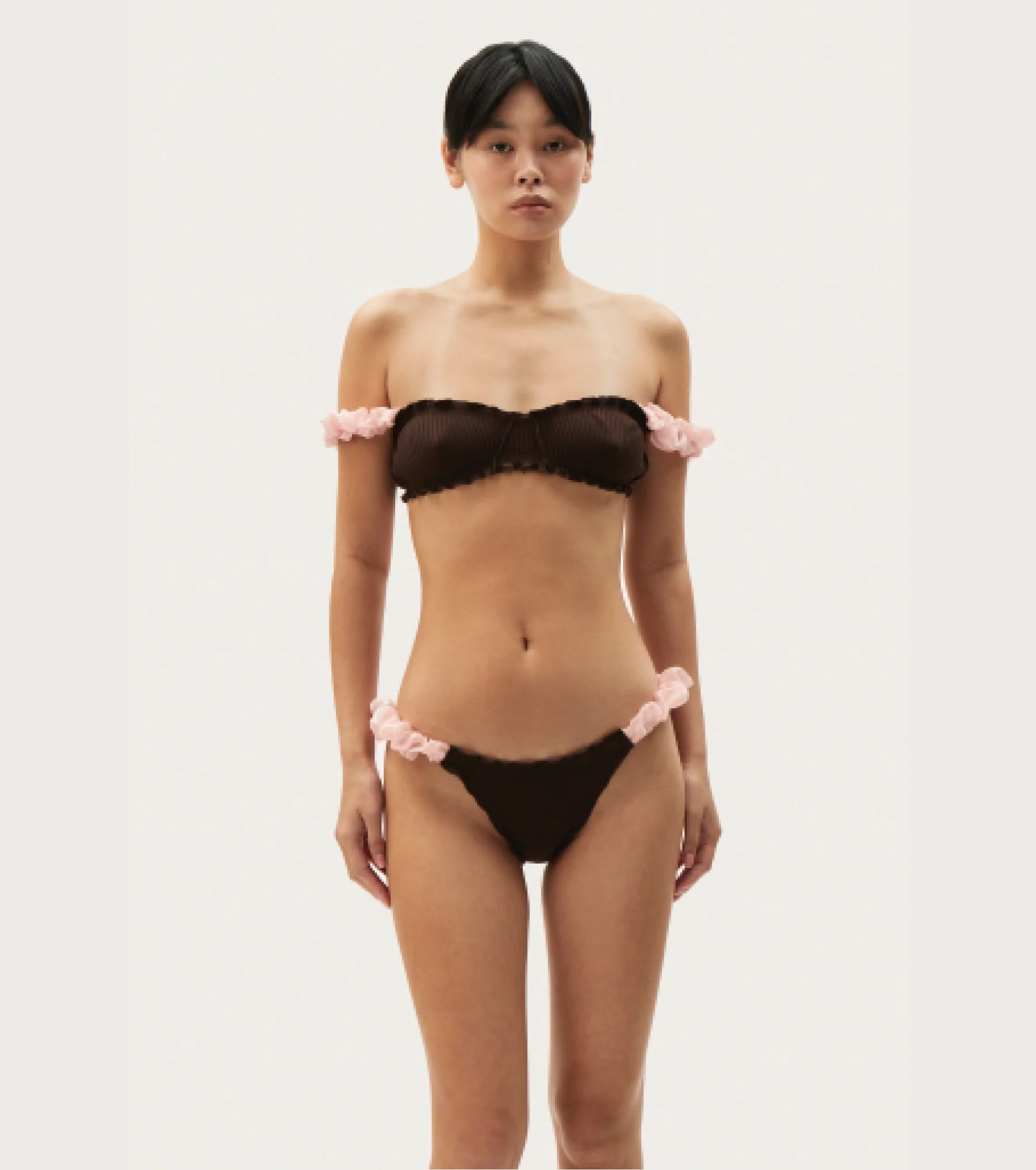 Bralette with Frills in Brown - Image 3
