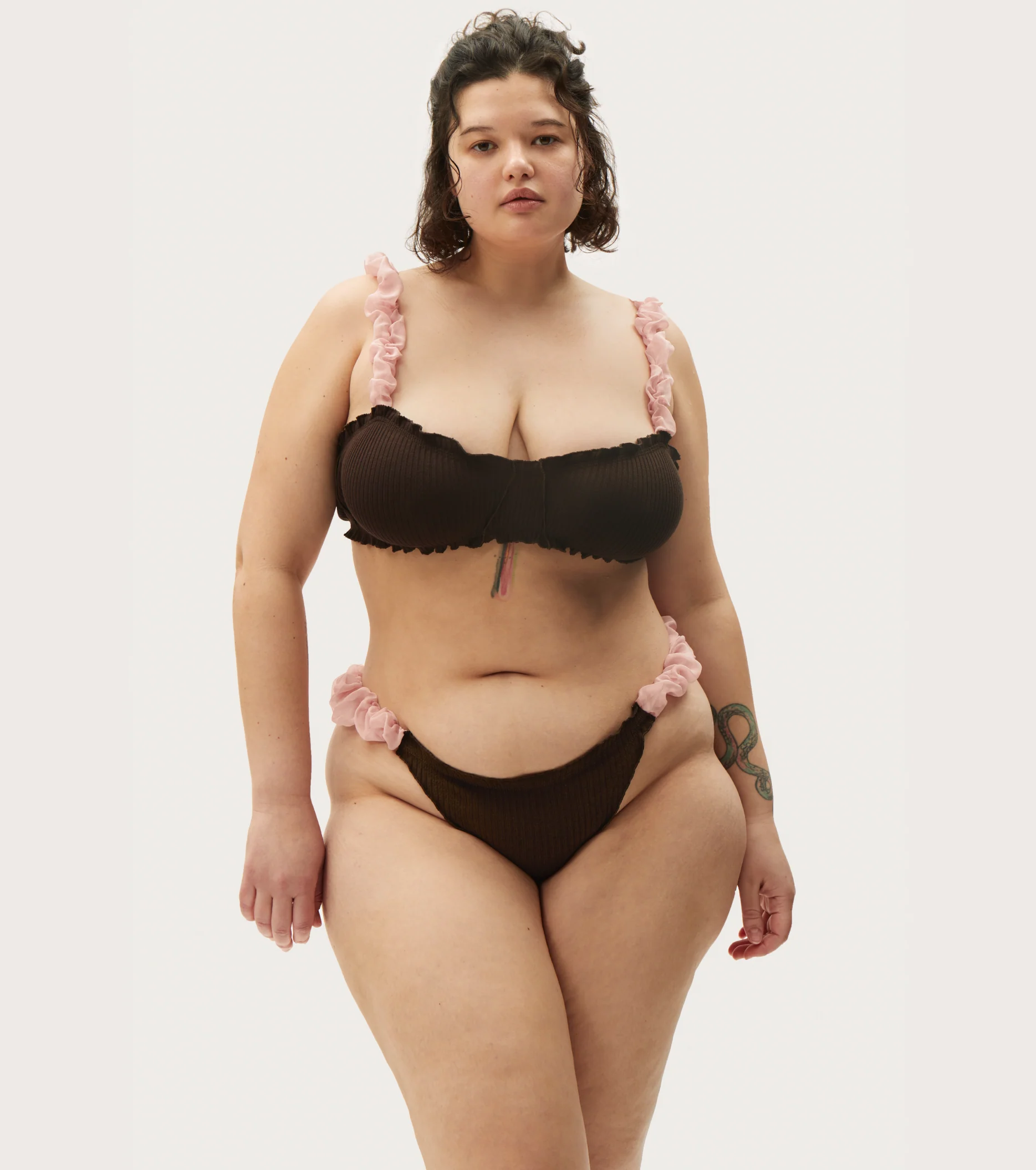 Bralette with Frills in Brown - Image 4
