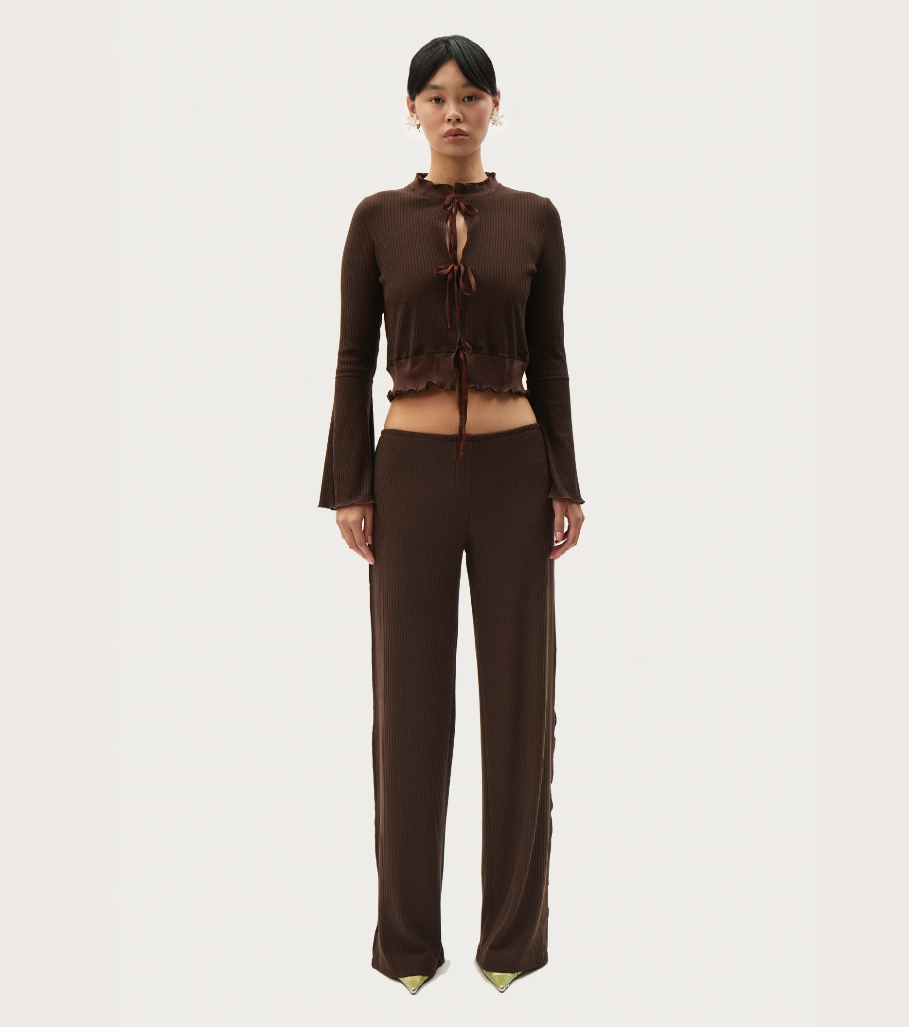 Cardigan with Ties in Brown - Image 3
