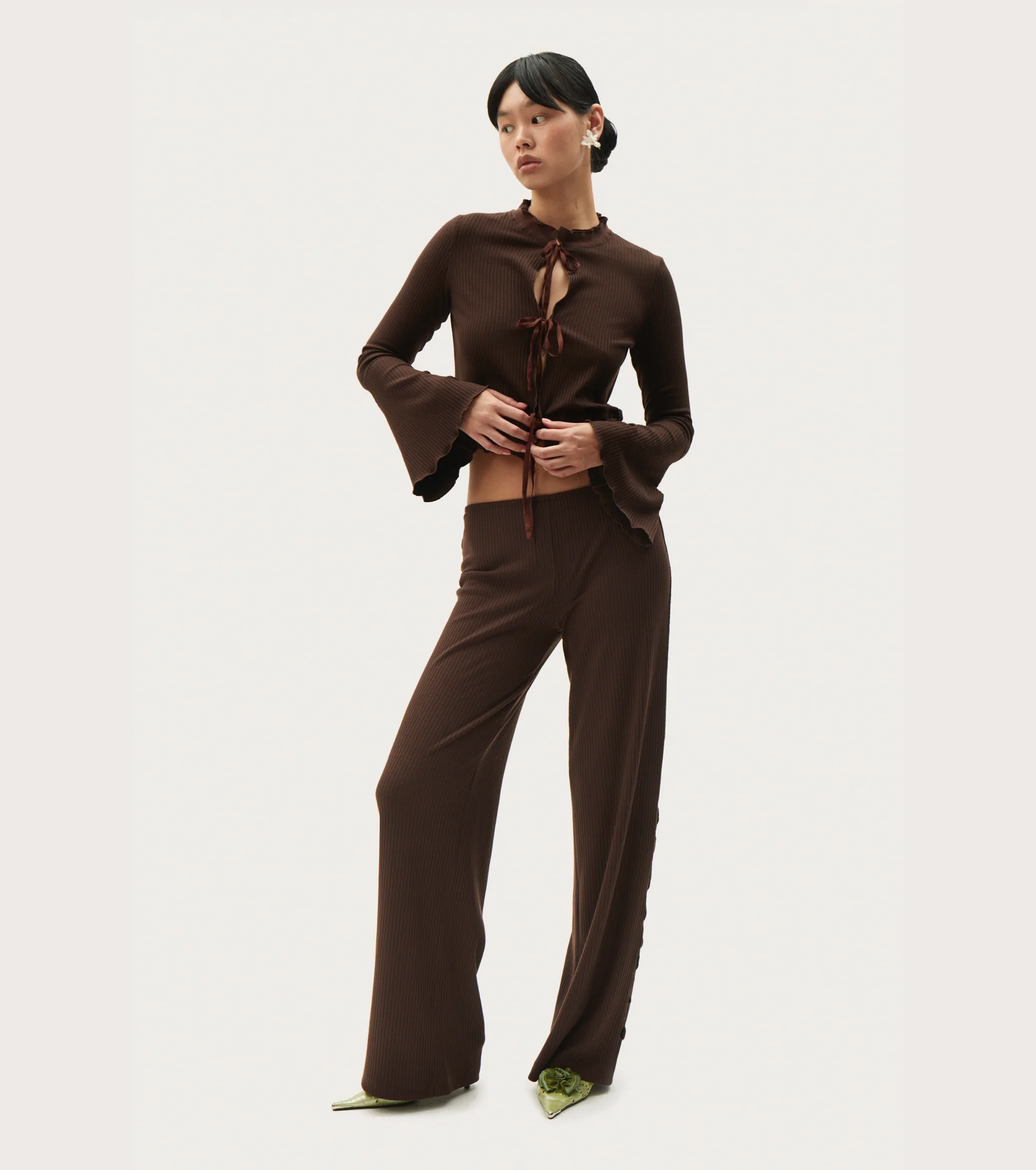 Cardigan with Ties in Brown - Image 4