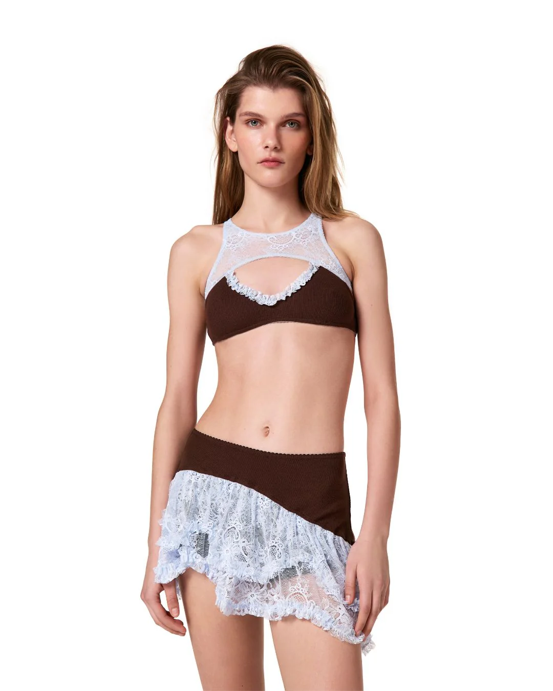 Double Skort in Brown with Blue - Image 3