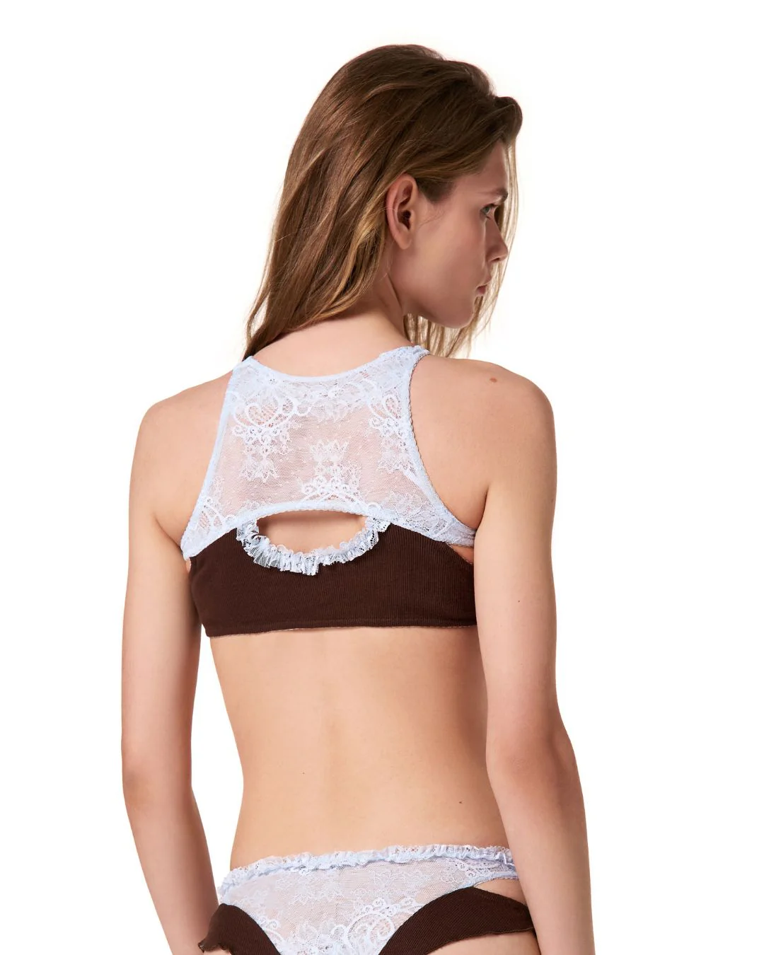 Double Top in Brown with Blue Lace - Image 4