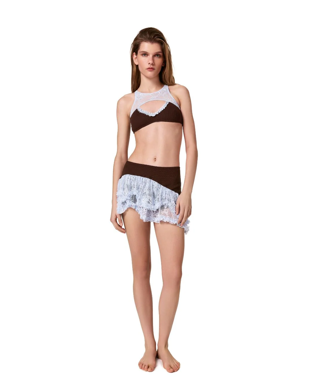 Double Top in Brown with Blue Lace - Image 5