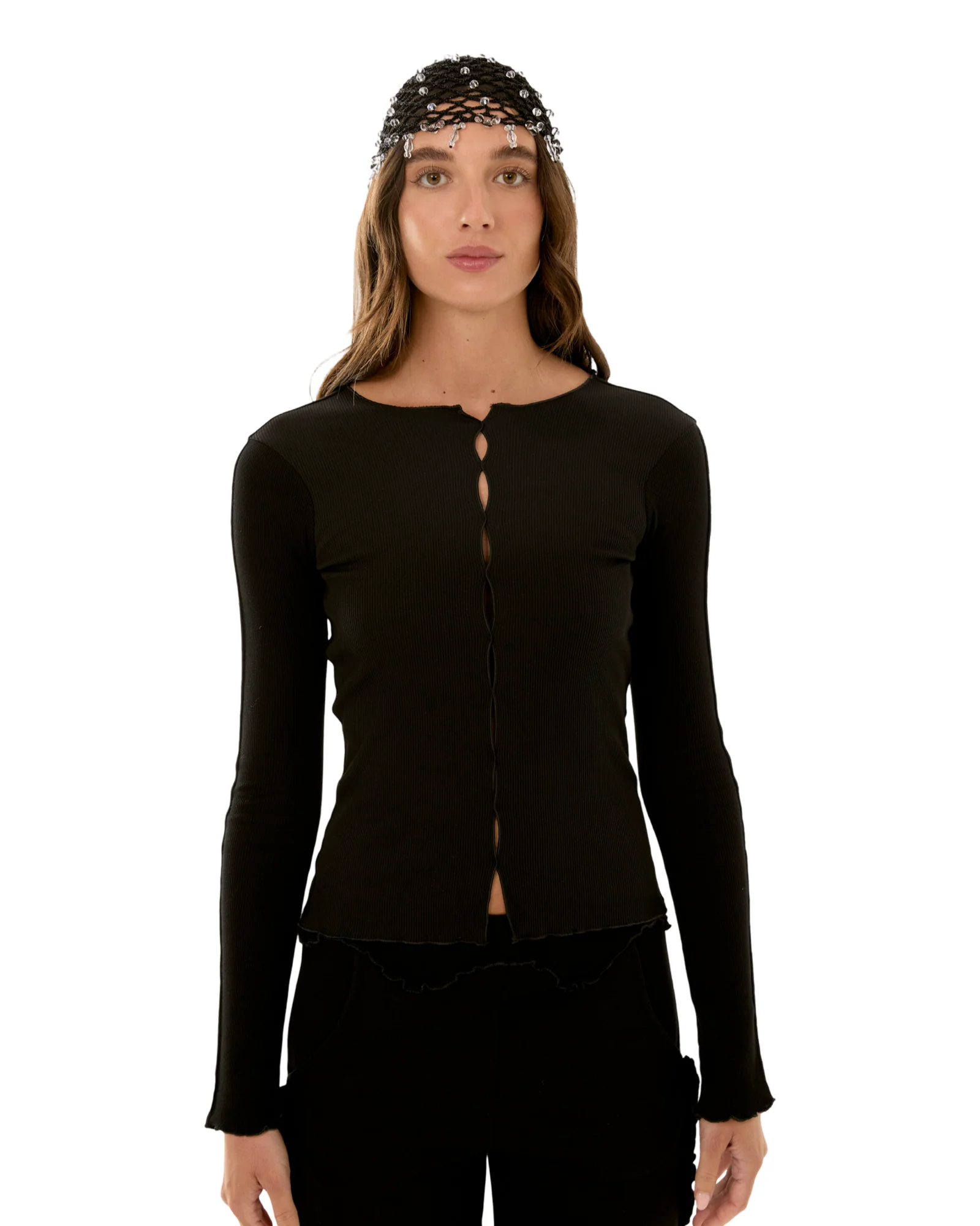 Long-Sleeve with Draping in Black - Image 3