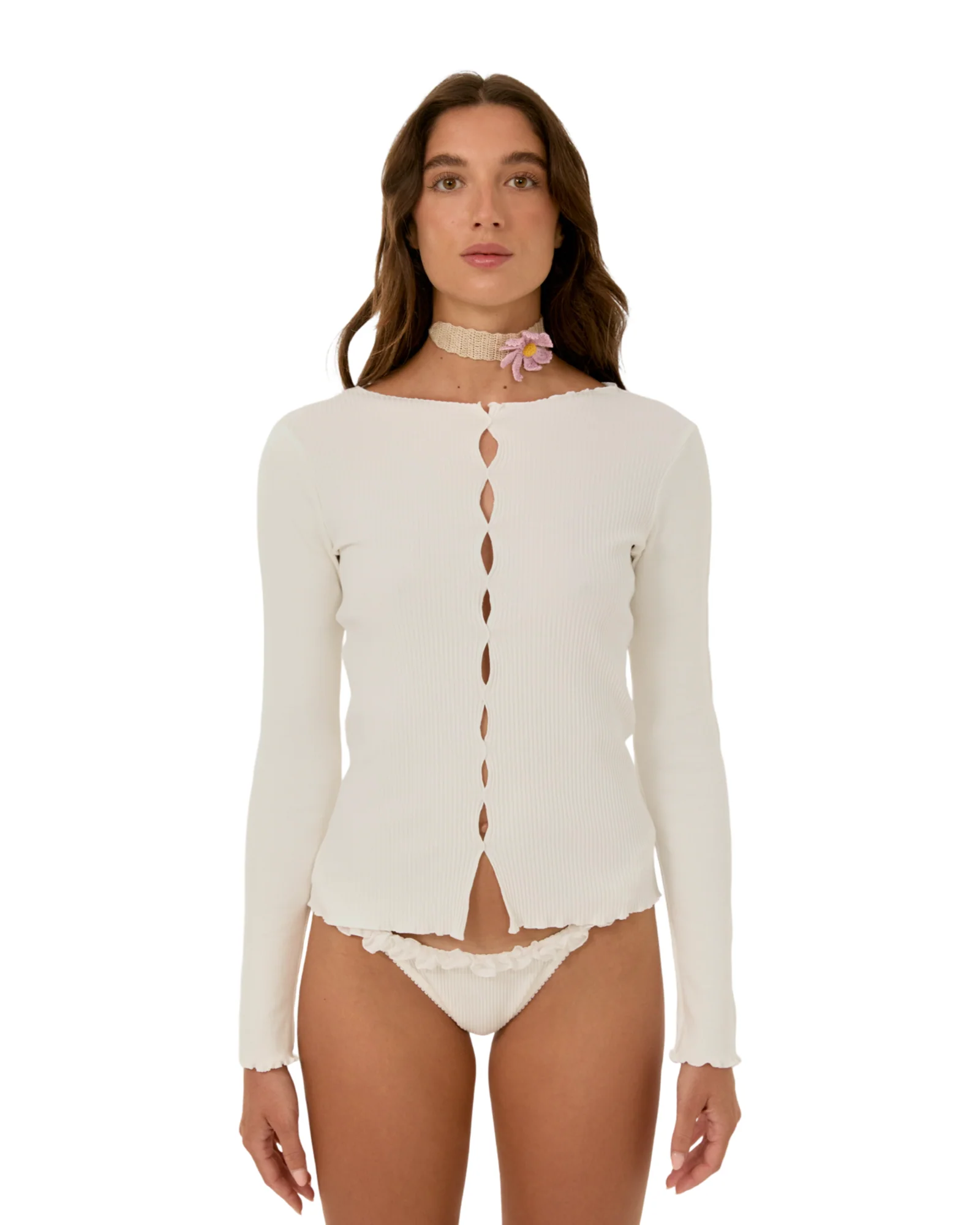 Long-Sleeve with Draping in White - Image 3