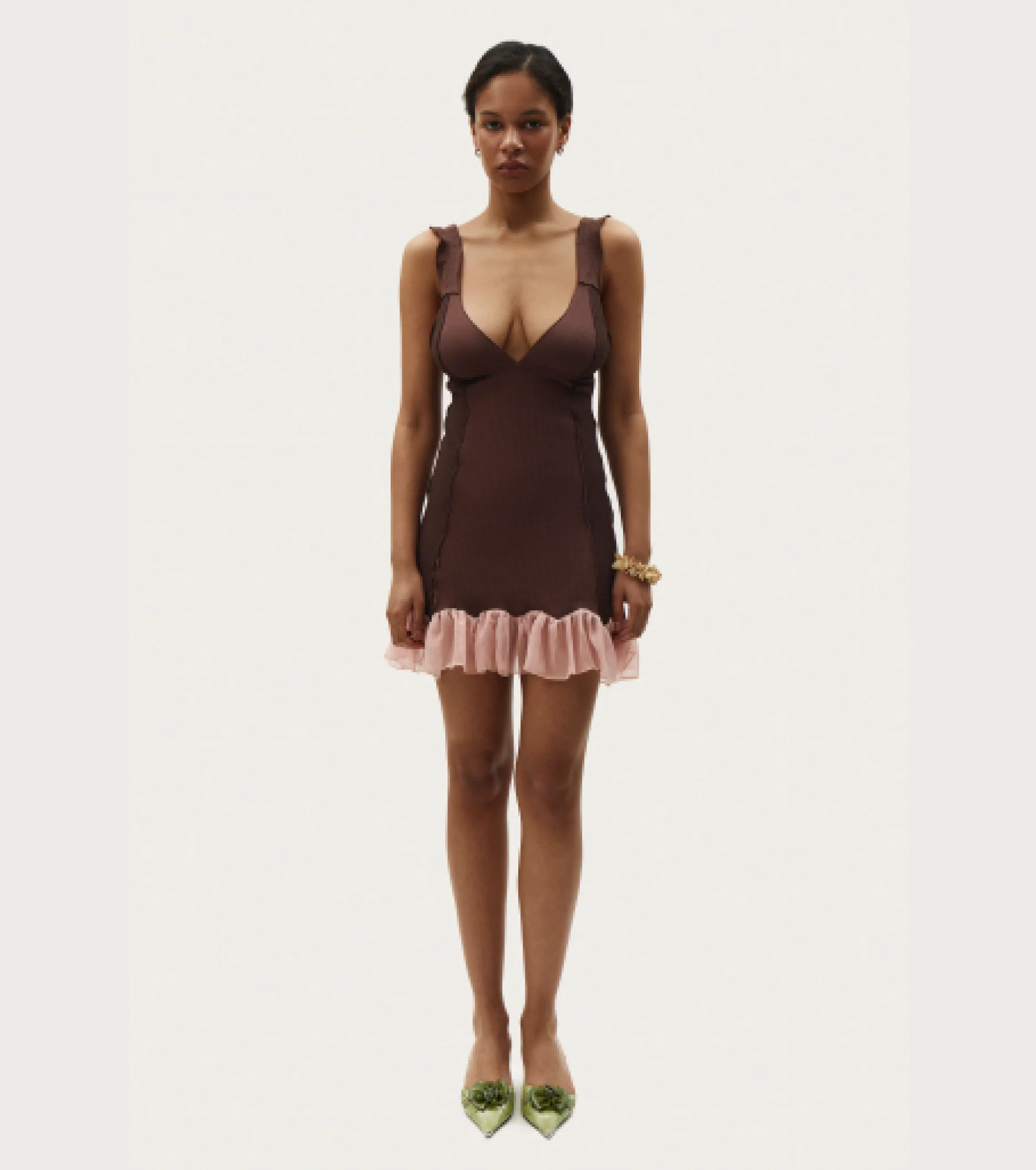 Dress with Skirt in Brown - Image 2