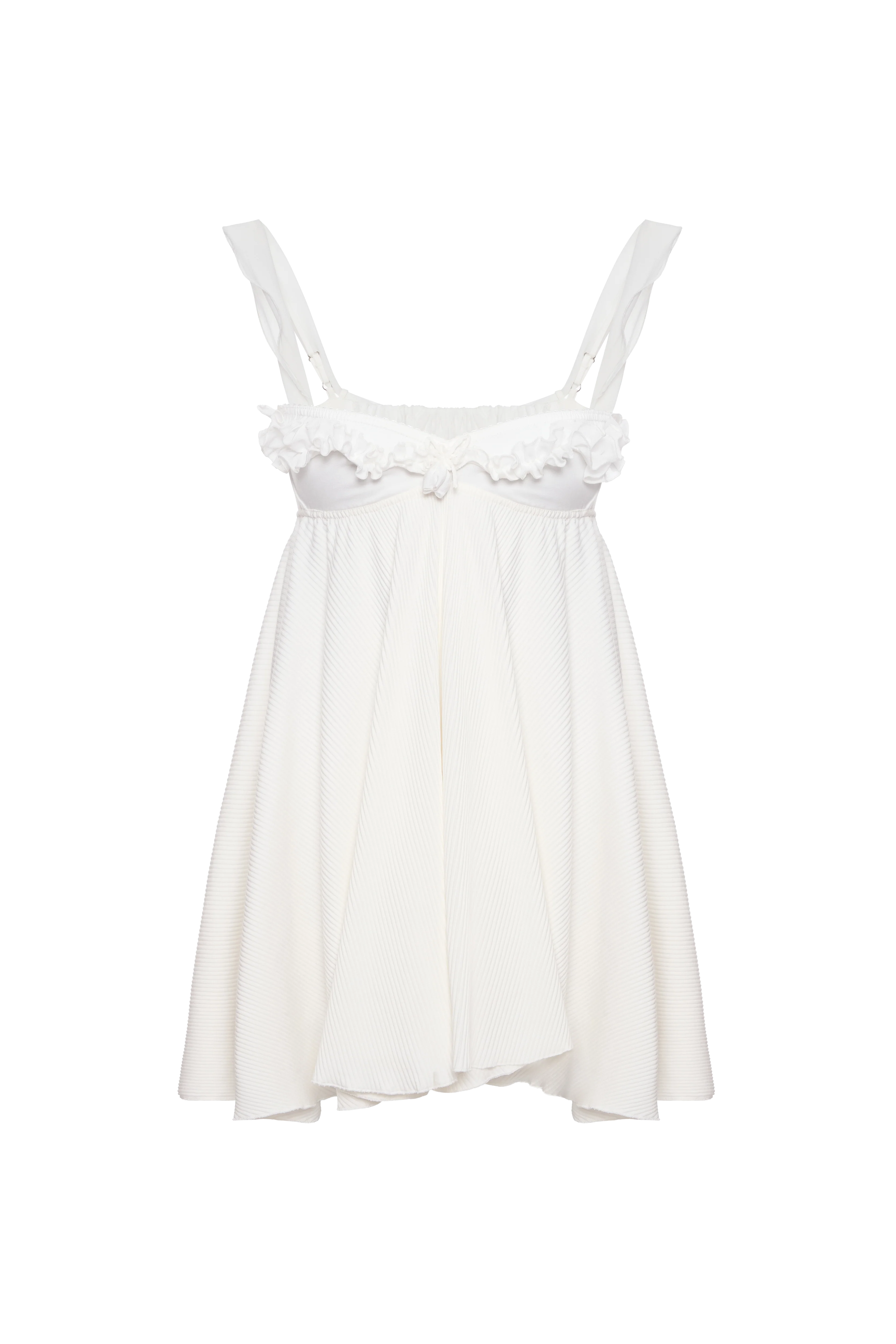 Dress with Ruffles in White