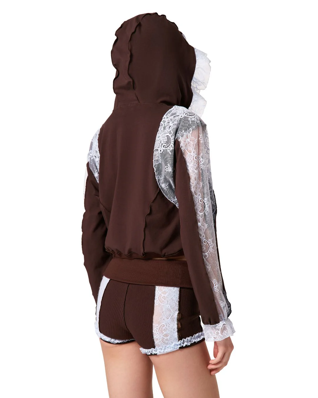 Hoodie in Brown with Blue Lace - Image 4