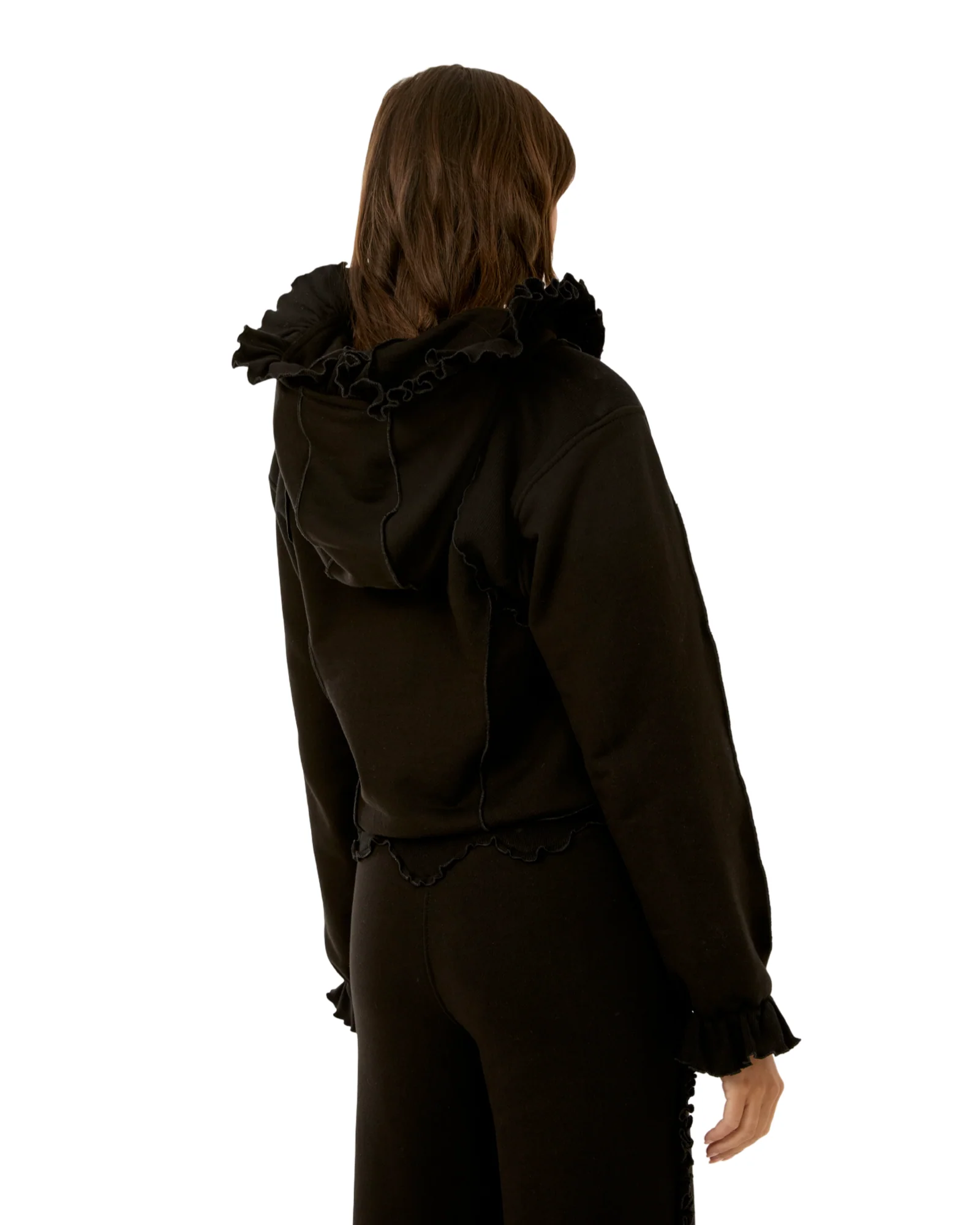 Hoodie with Zipper in Black - Image 4