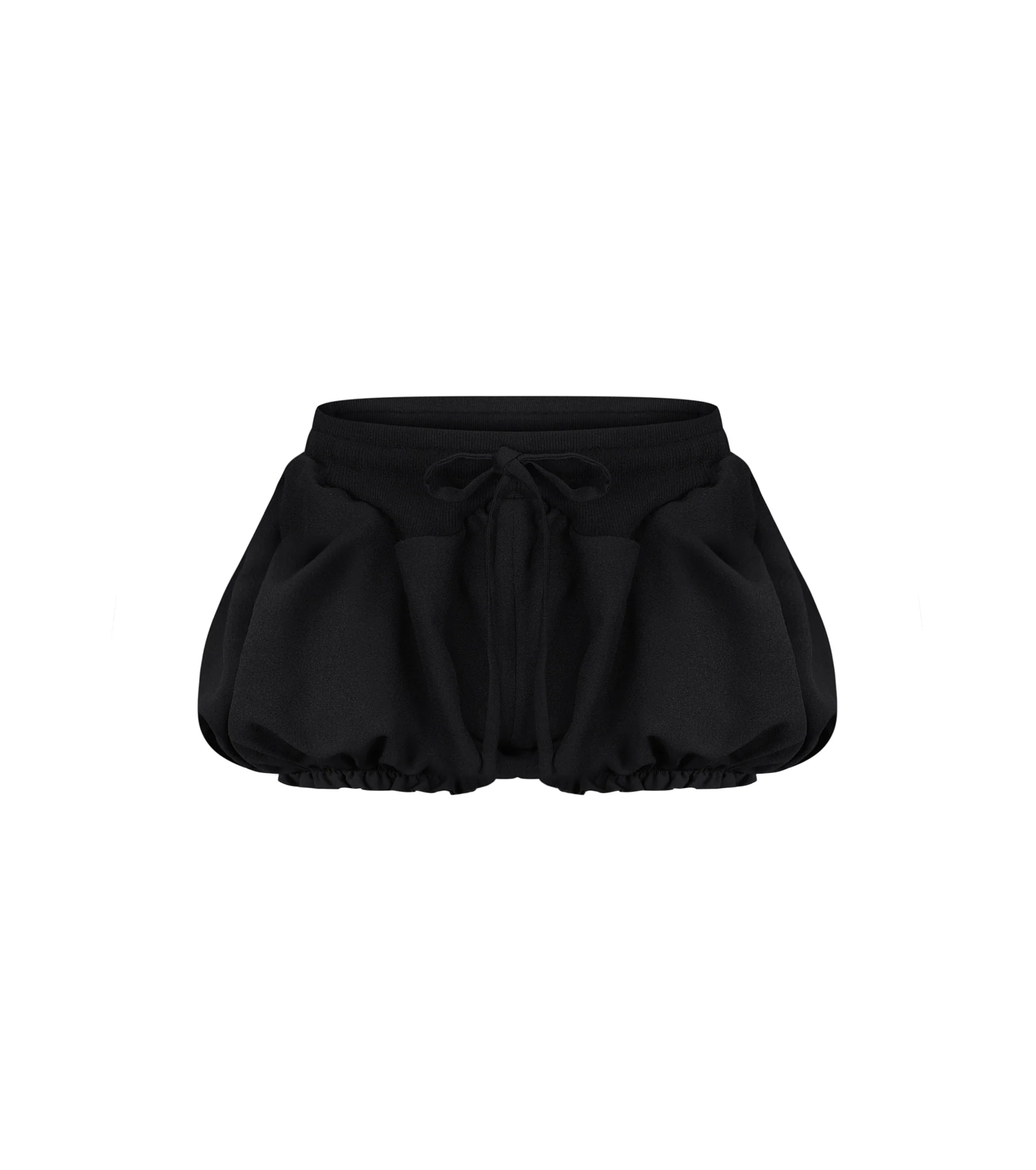 Micro Shorts with Ruffles in Black