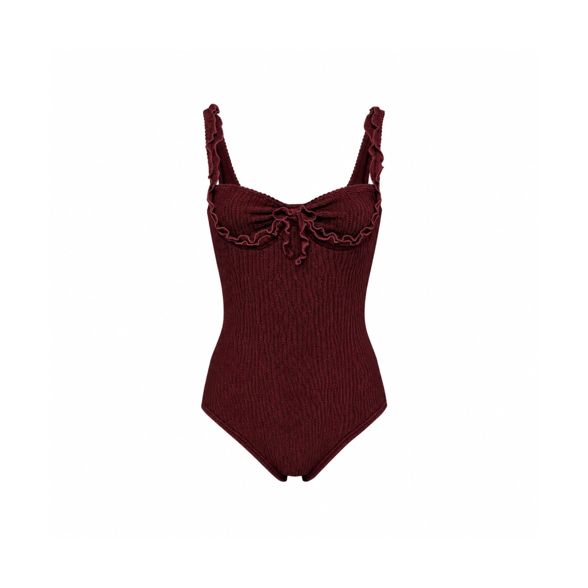 One-piece swimsuit with wave in brown