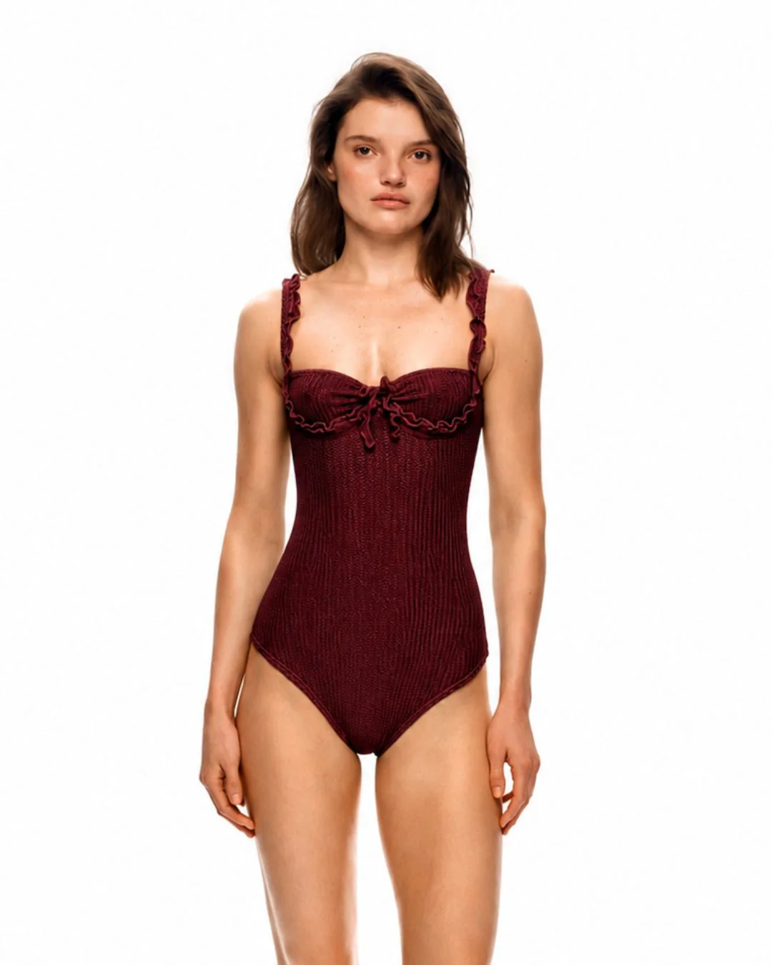 One-piece swimsuit with wave in brown - Image 3