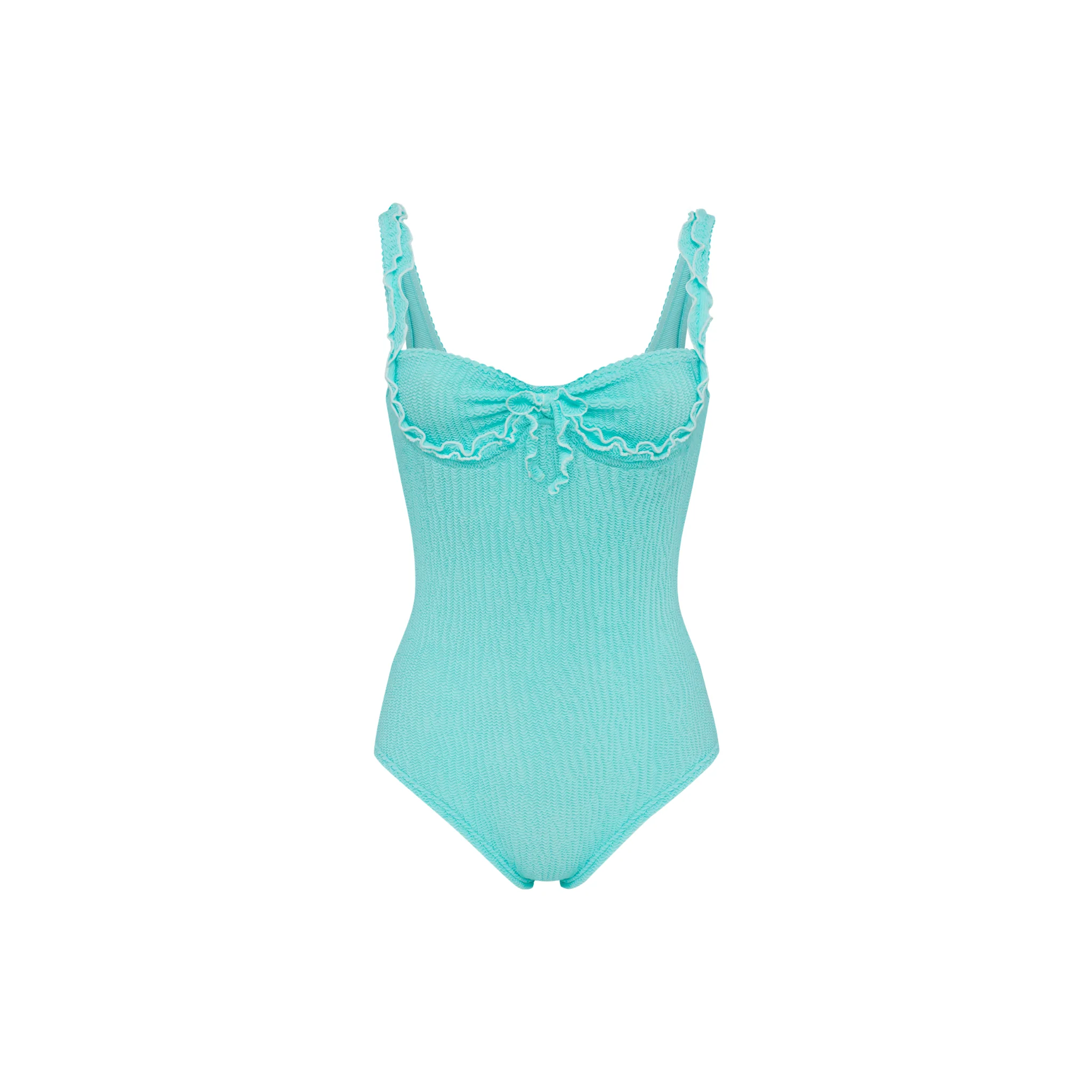 One-piece swimsuit with wave in mint