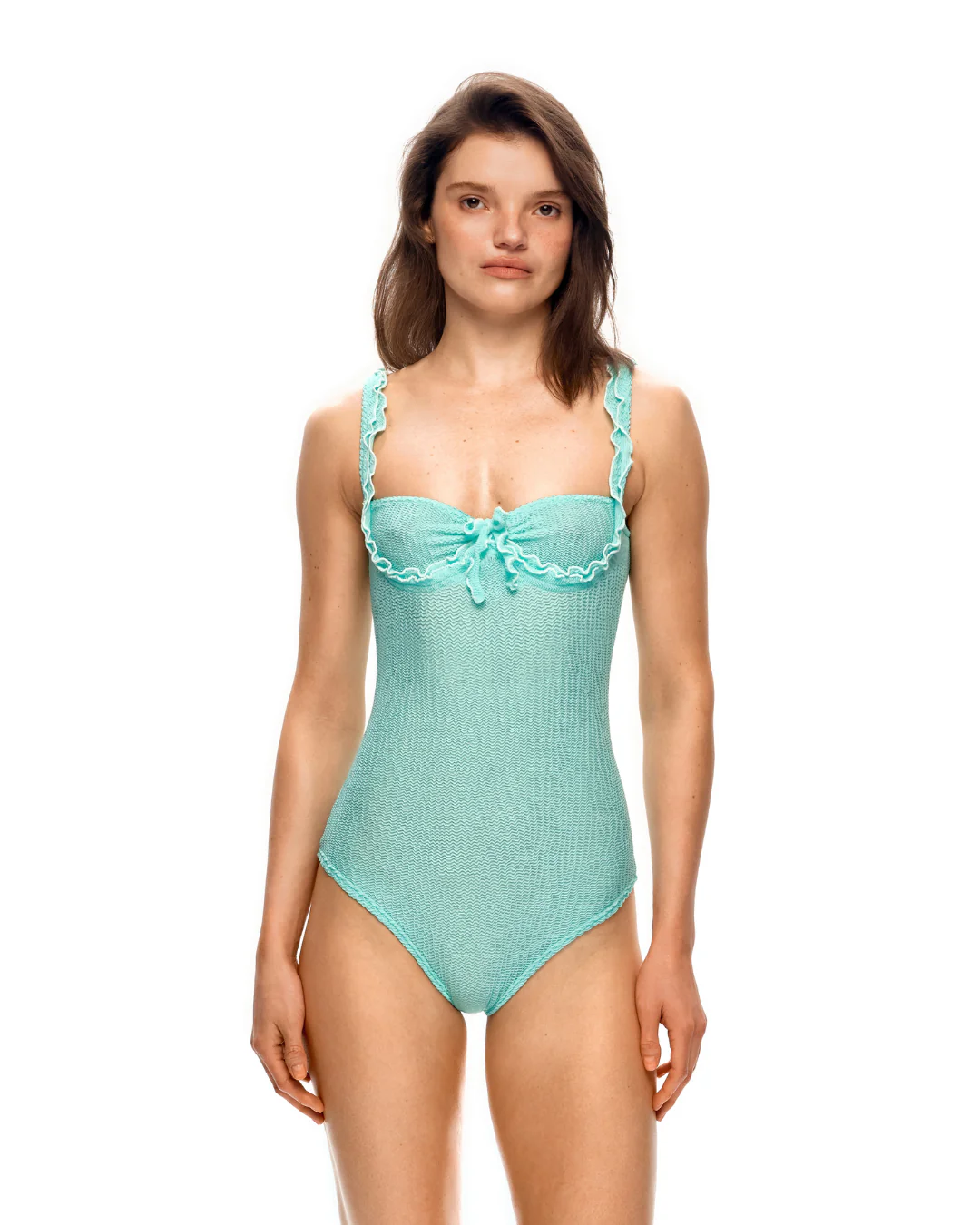 One-piece swimsuit with wave in mint - Image 3