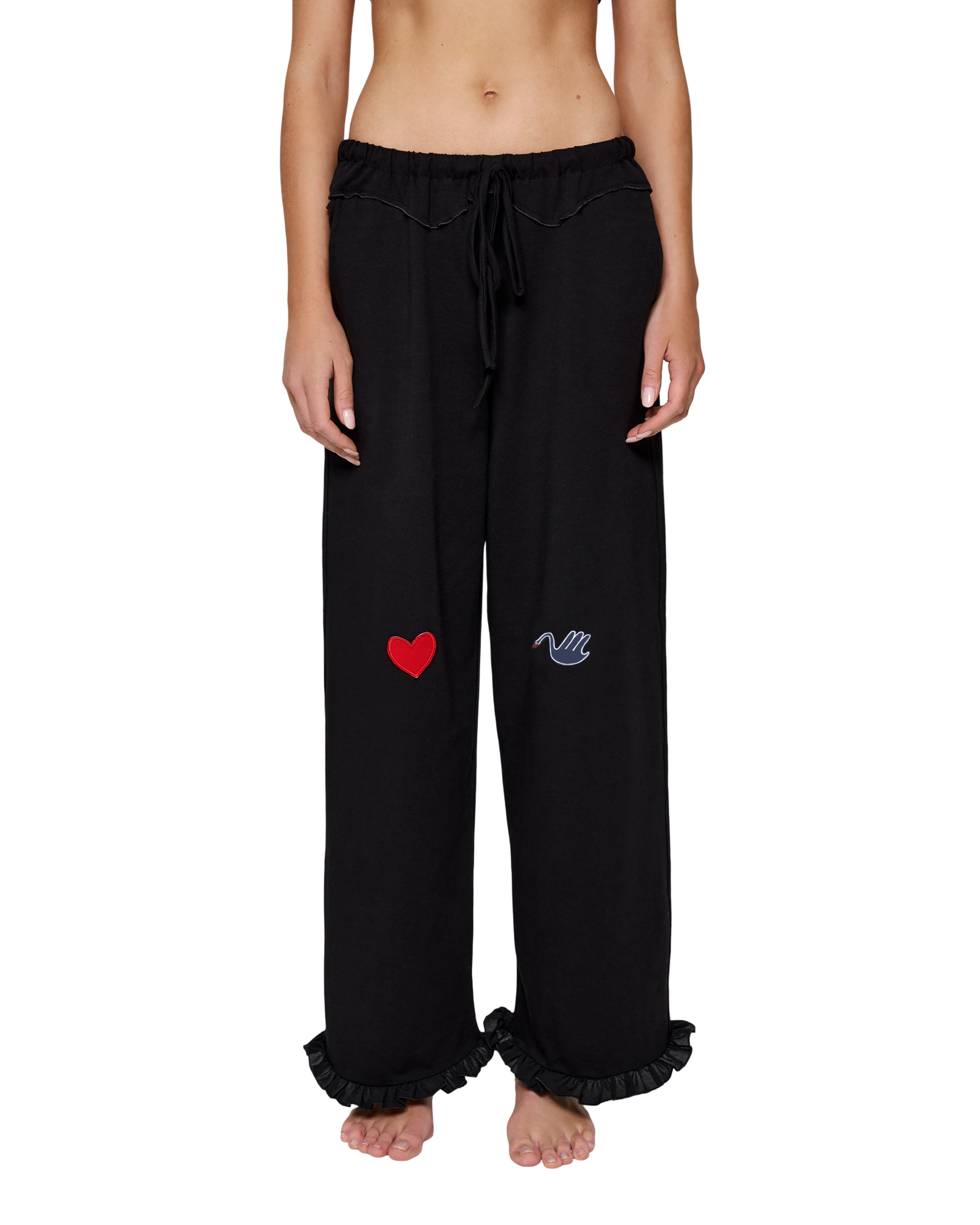 Pants with Heart and Swan in Black - Image 3