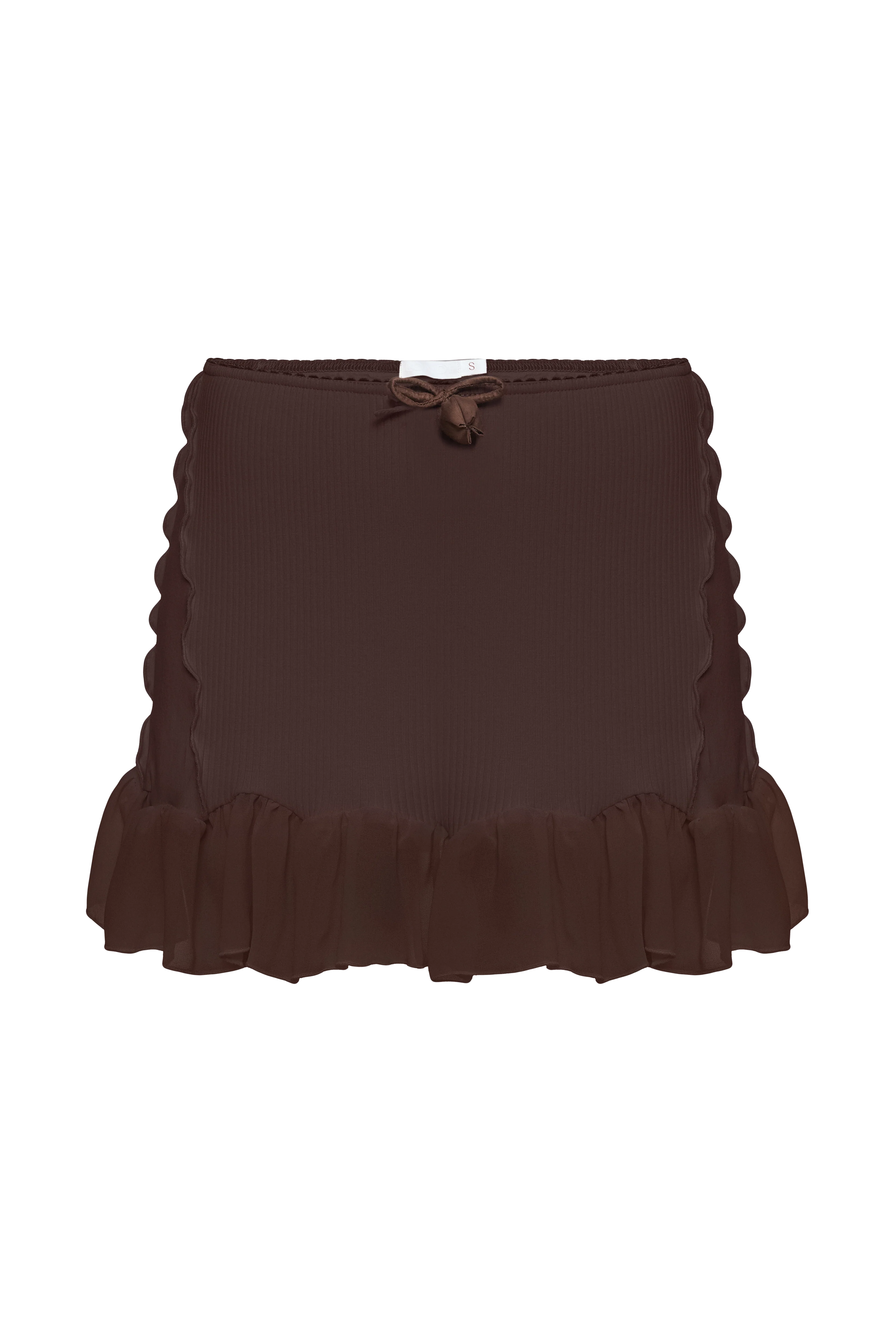 Skort with Ruffles in Brown