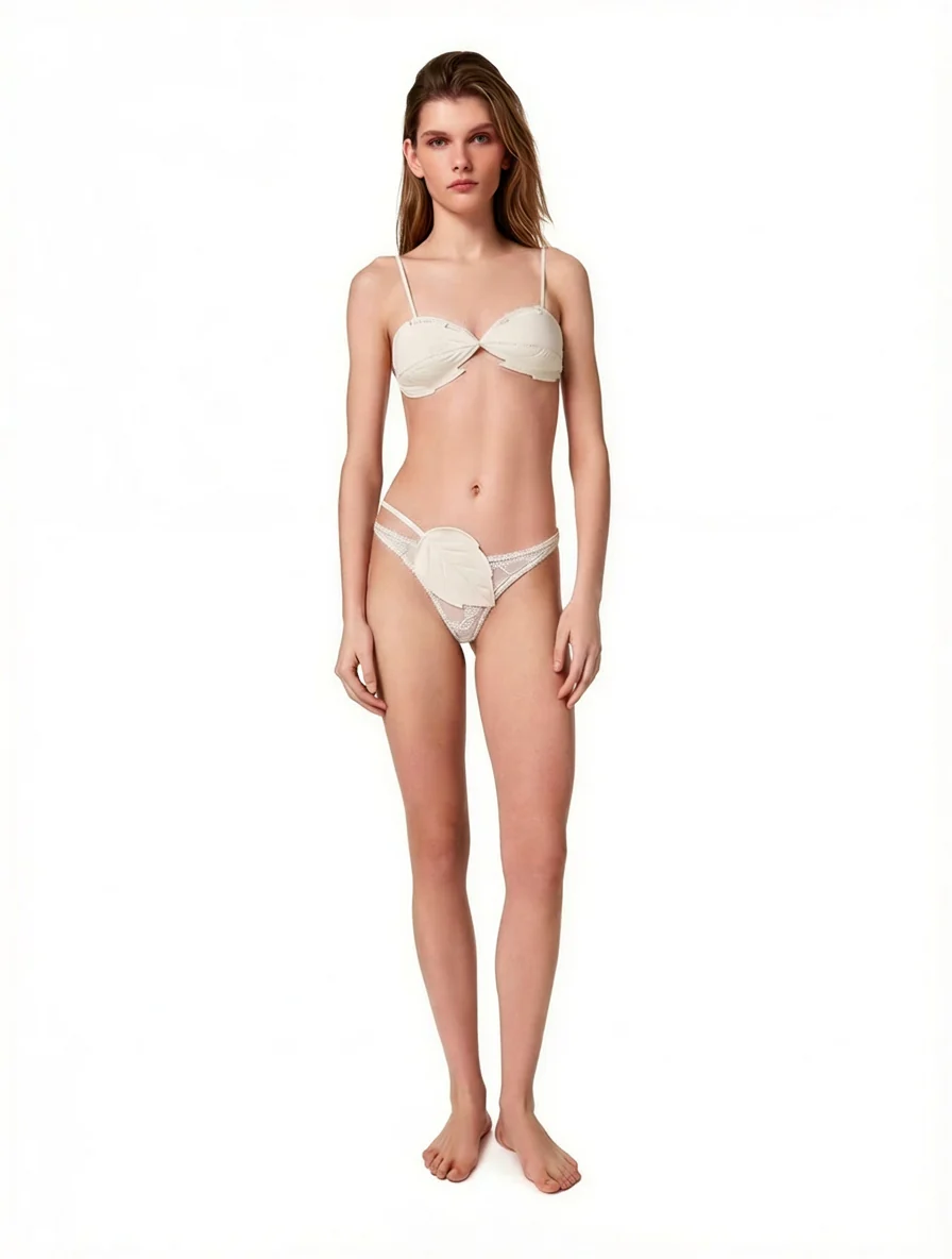 Tanga with Leaves in White - Image 3