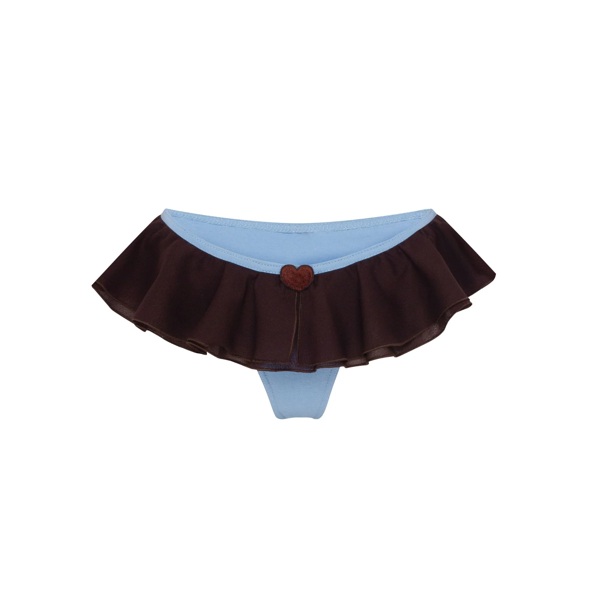 Tanga with Frills and Heart in Blue