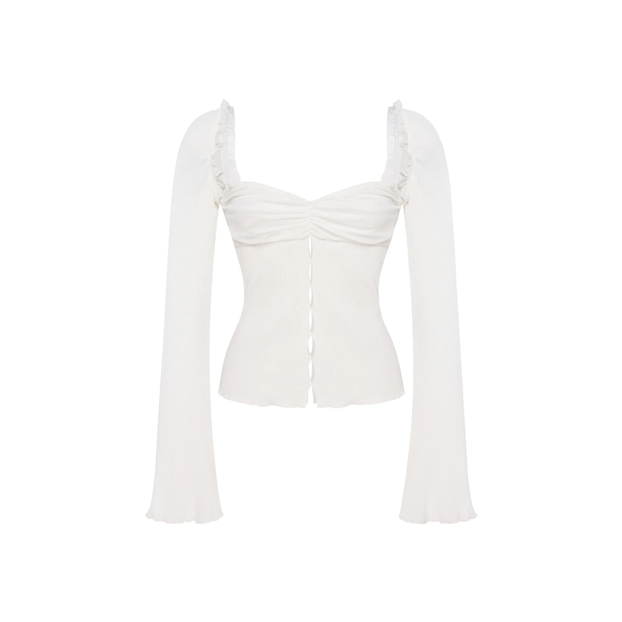 Top with Draped Neckline in White