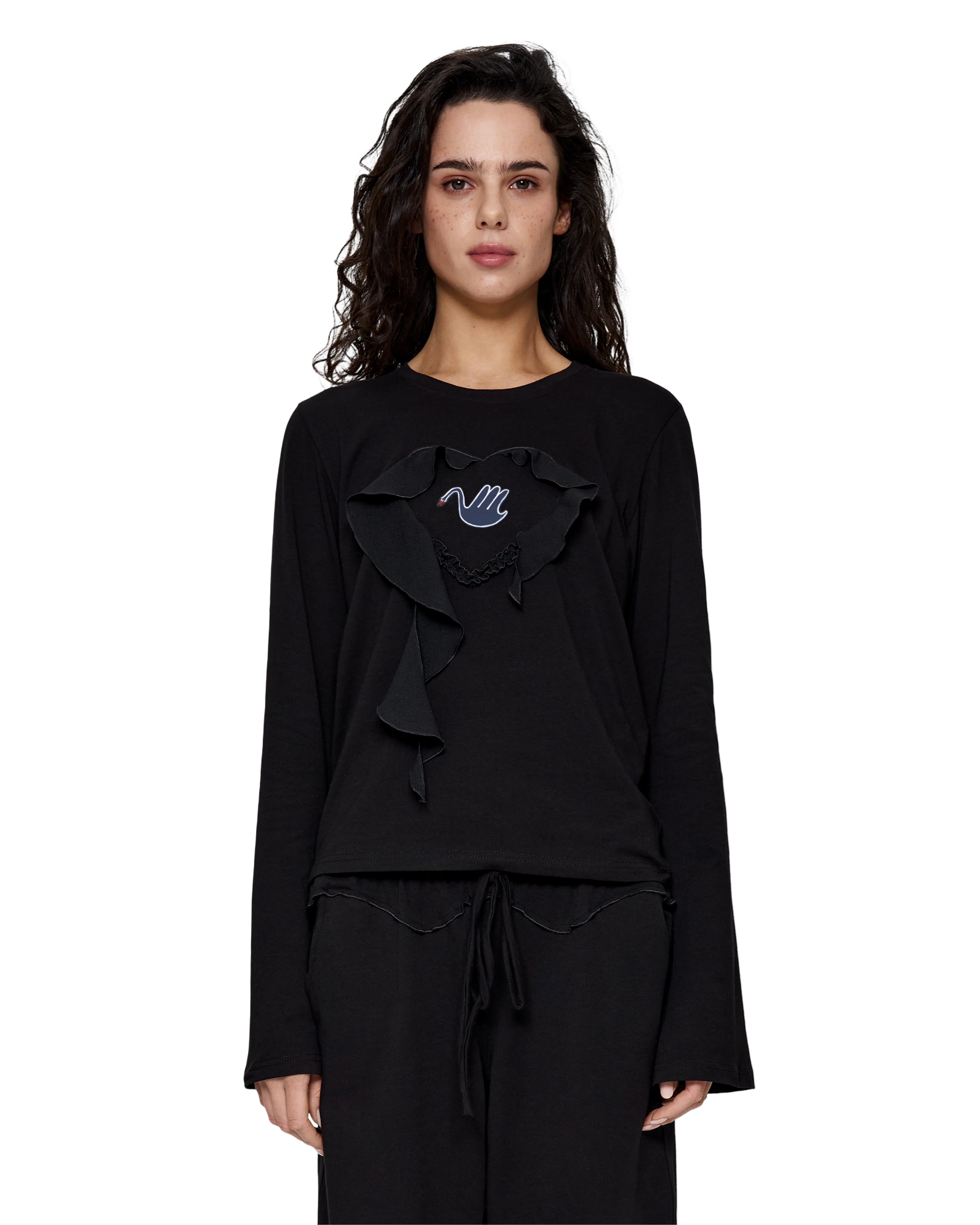 Top with Heart and Swan in Brown - Image 3