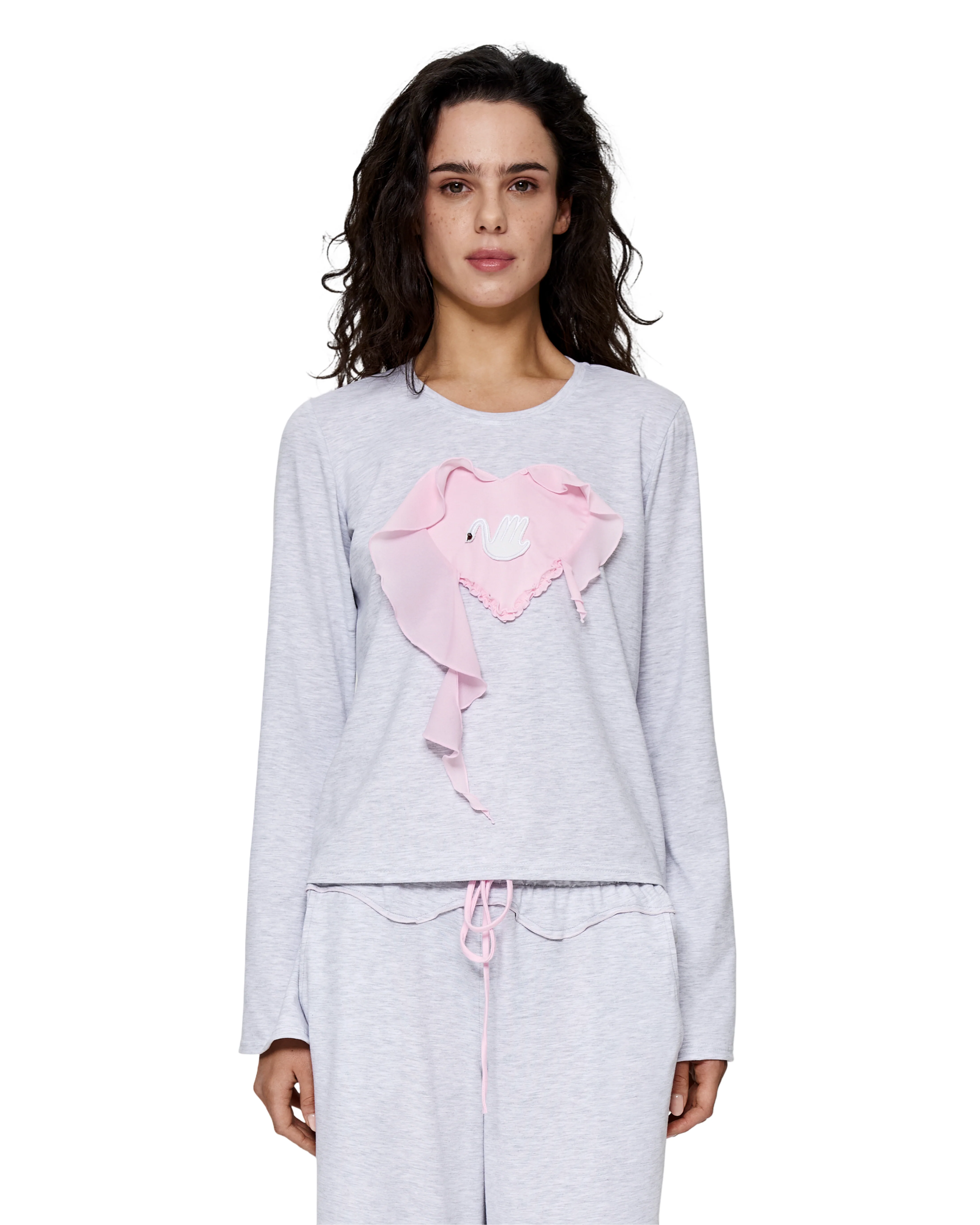 Top with Heart and Swan in Grey - Image 3