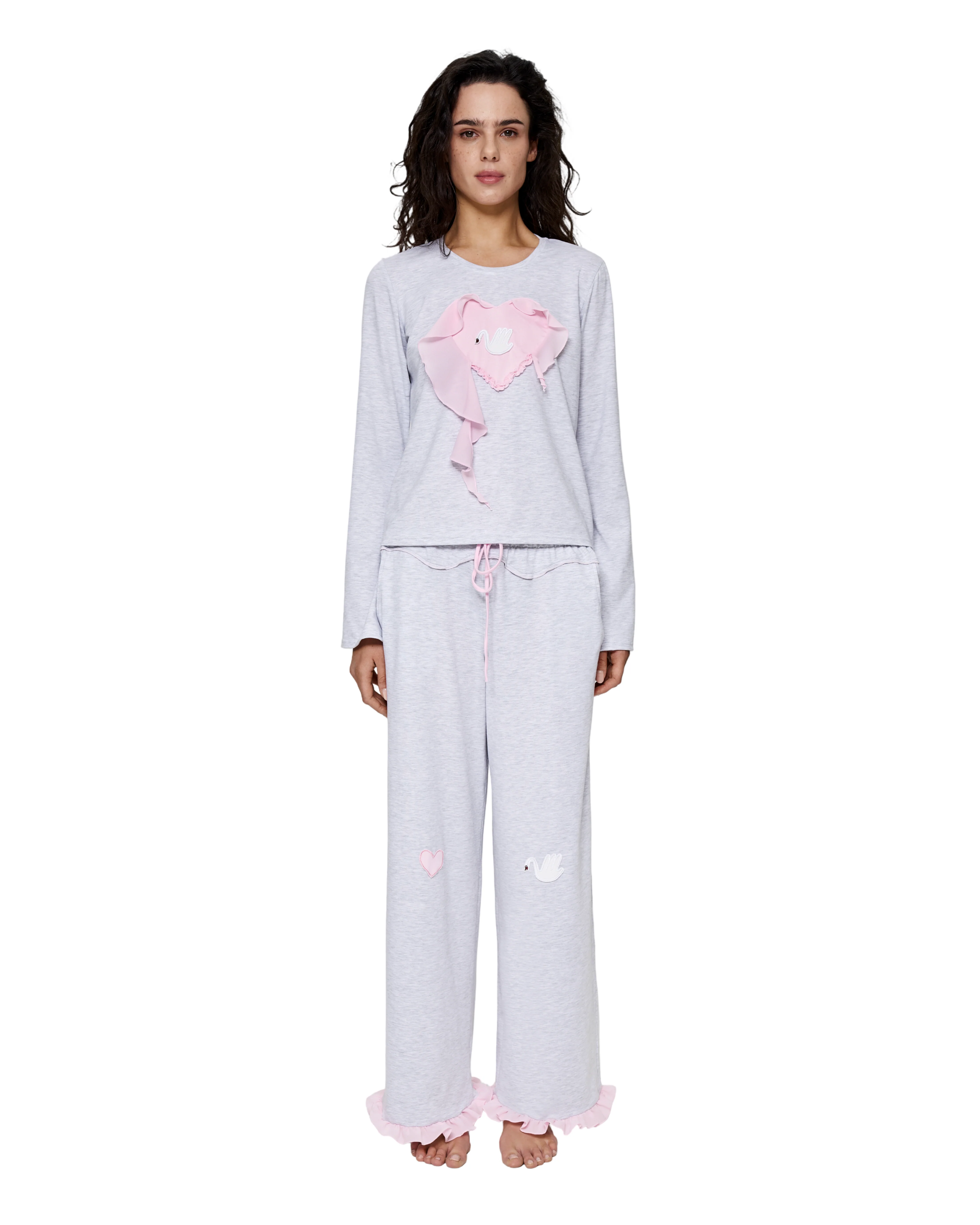 Top with Heart and Swan in Grey - Image 5
