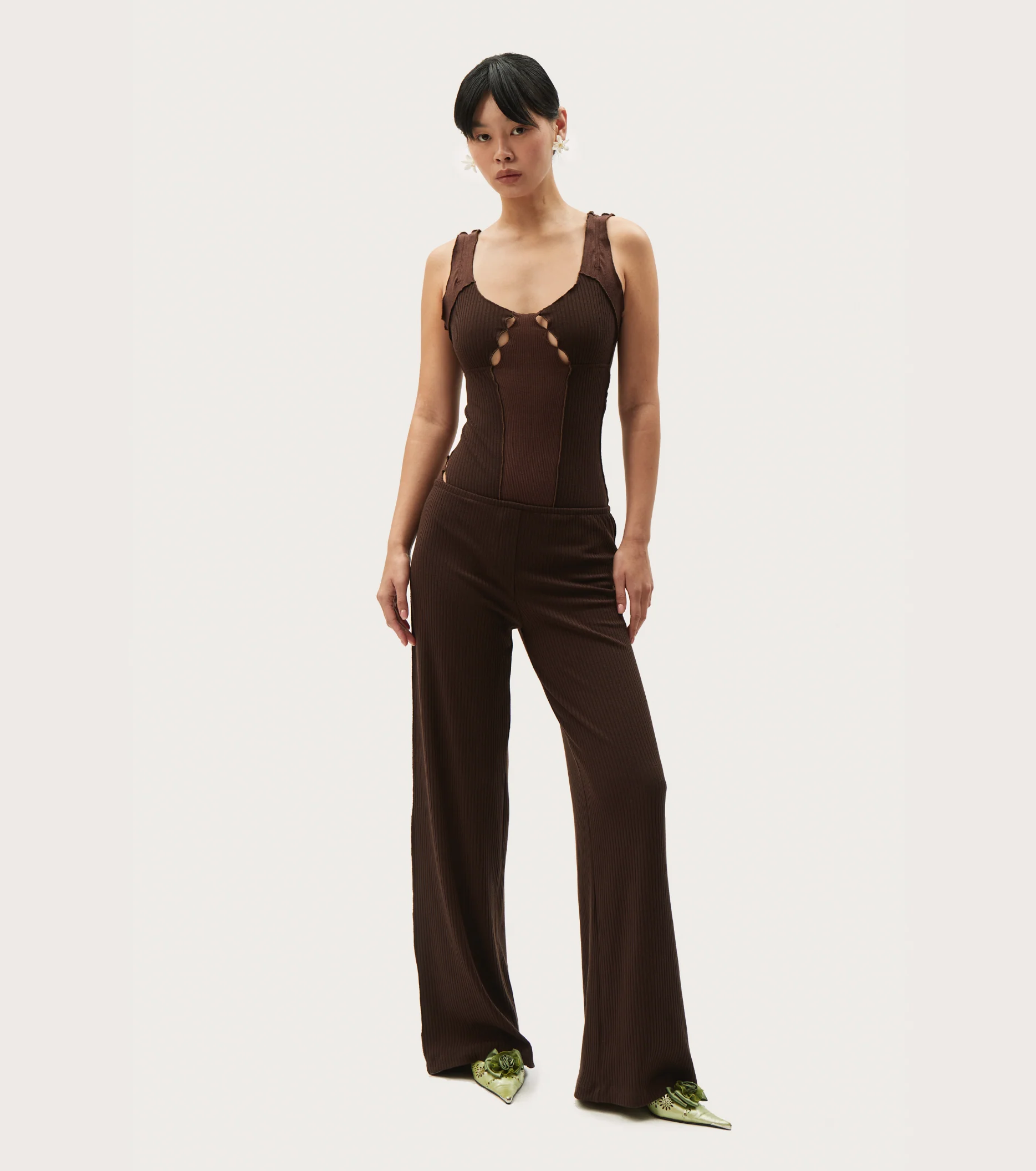 Wavy Bodysuit in Brown - Image 4
