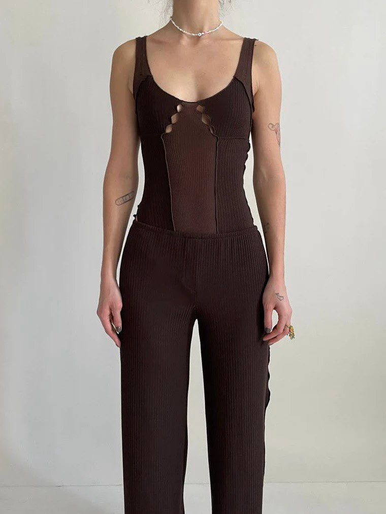 Wavy Bodysuit in Brown - Image 7