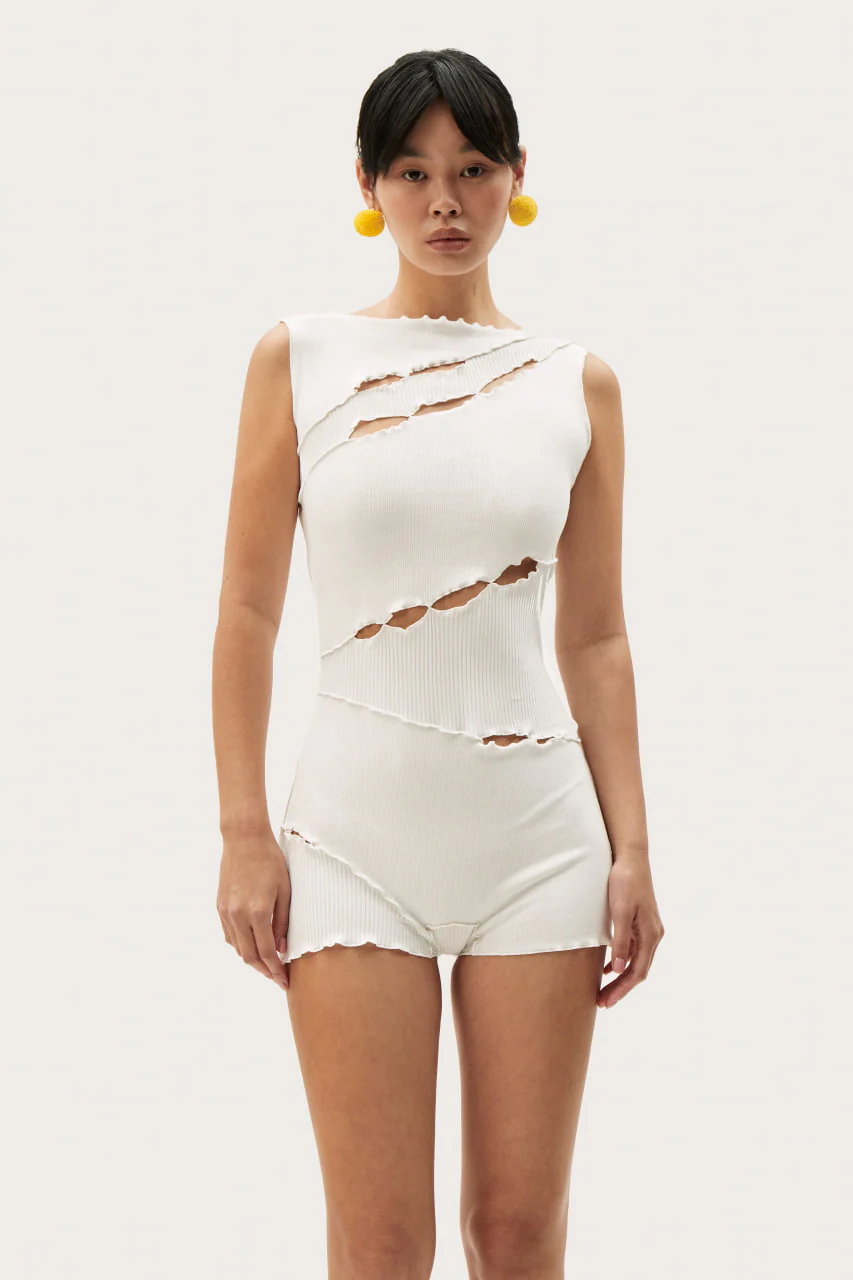 Wavy Jumpsuit in White - Image 3
