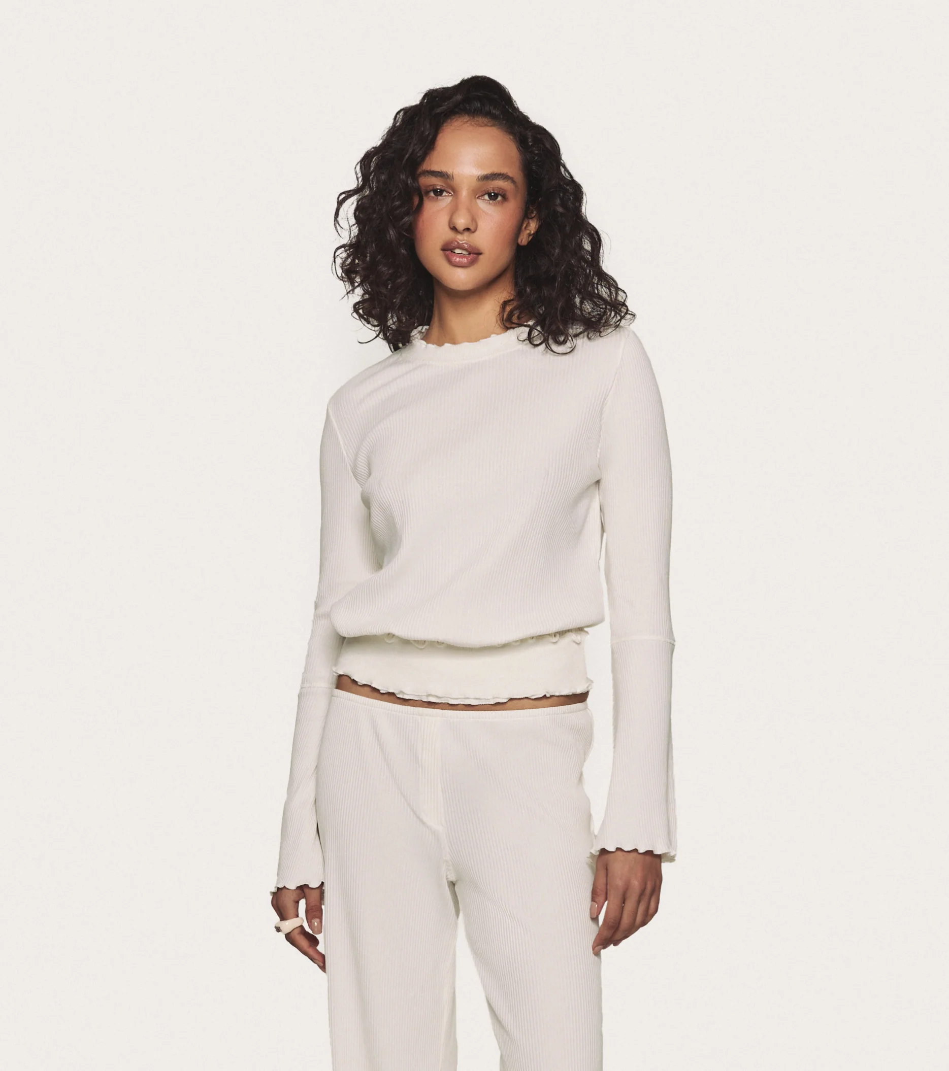 Wavy Long Sleeve in White - Image 3