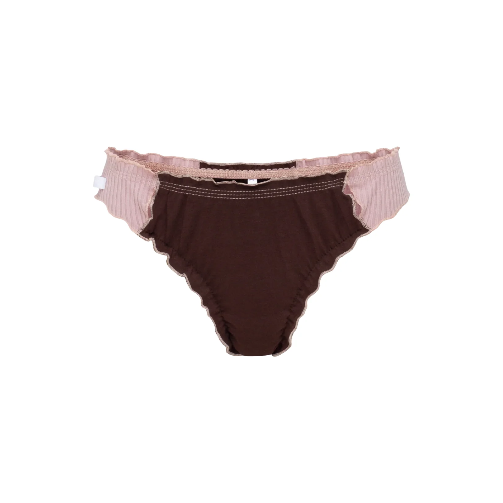 Iconic Wavy Tanga in Brown with Pink